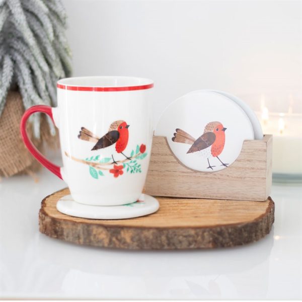 Winter Robin Coaster Set - Image 4