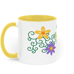 Flower Vine Two Toned Ceramic Mug 11 oz