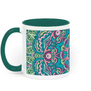 Mandala Ring Green Ceramic Mug 11 oz
